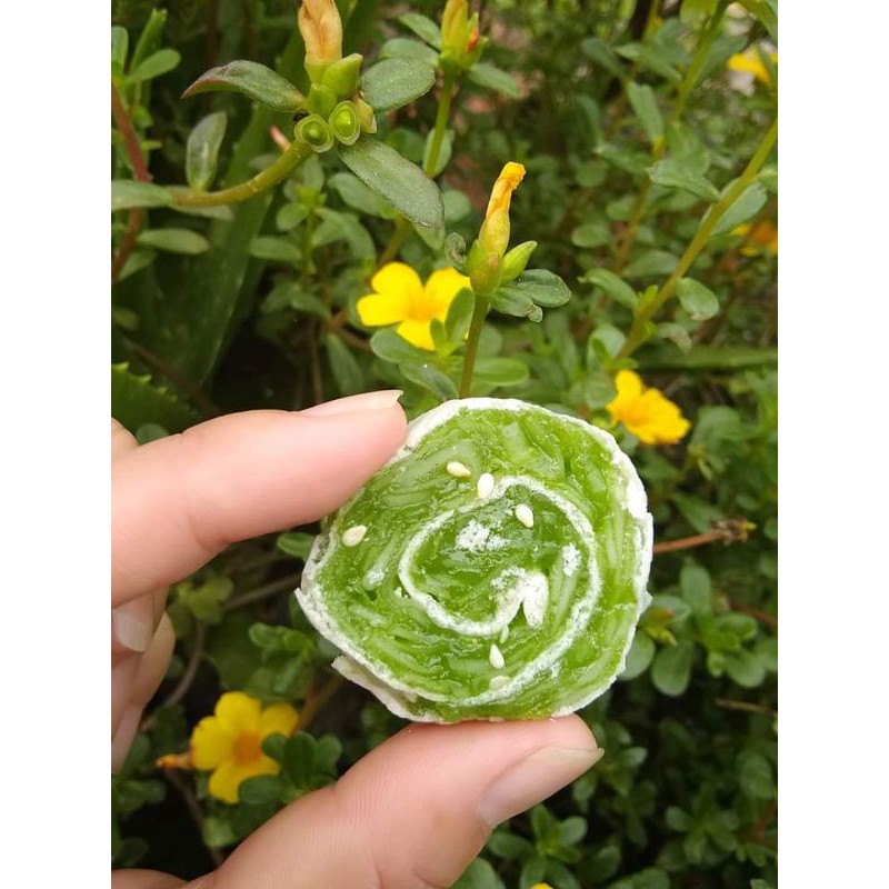 Kẹo dừa non lá dứa cuộn dẻo béo, ngọt dịu, không dính răng (hũ 450g) | BigBuy360 - bigbuy360.vn