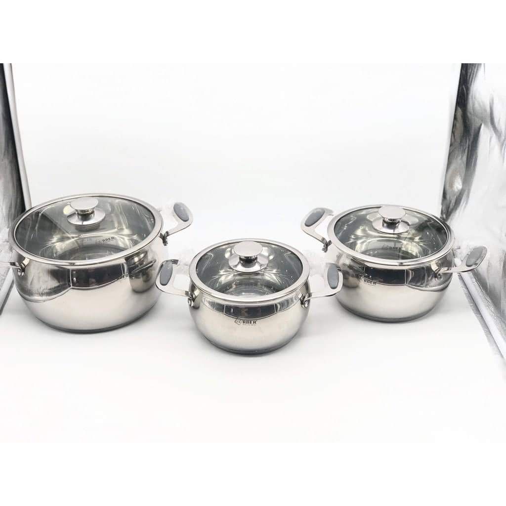 Bộ nồi Arber Đức 5 món AB06SCC hàng cao cấp chính hãng- tay cầm chống nóng BH 1 năm