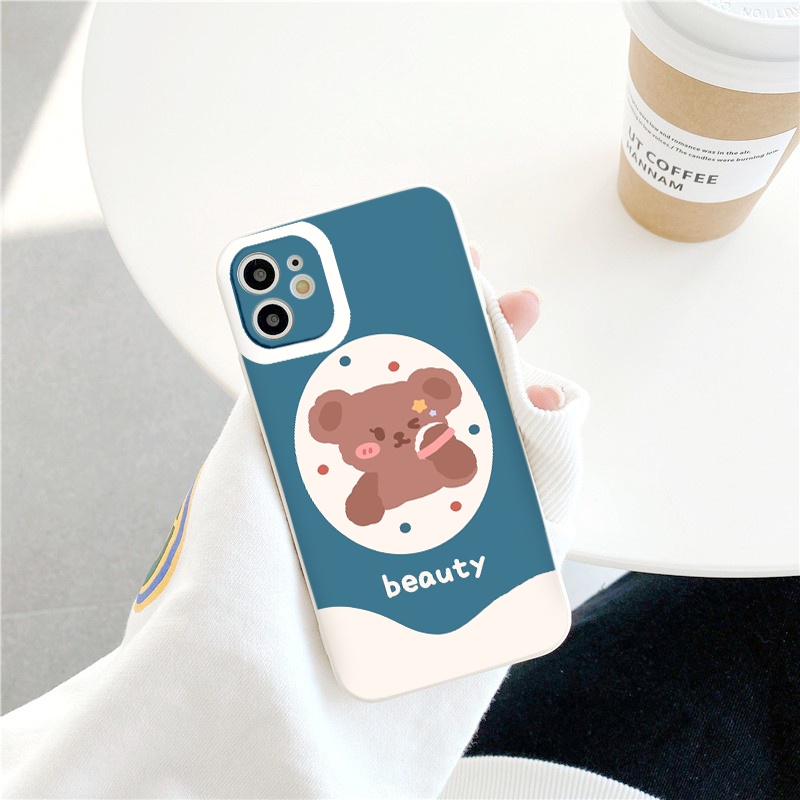 ỐP IPHONE BẢO VỆ CAM vuông cạnh ốp lưng 12 pro max Chú gấu ngọt ngào full case 6 đến 13promax