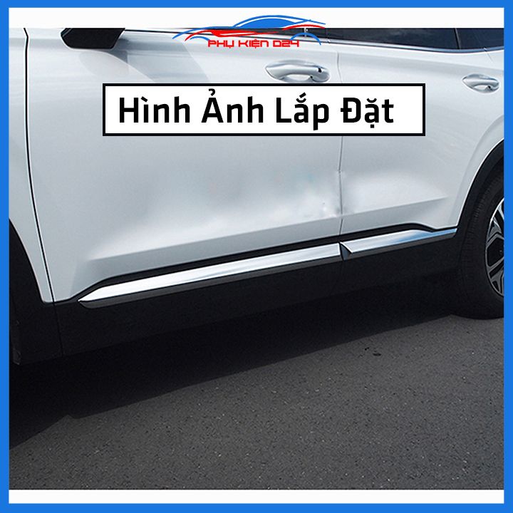 Bộ ốp nẹp sườn Santafe 2019-2020-2021-2022 mạ crom trang trí làm đẹp xe