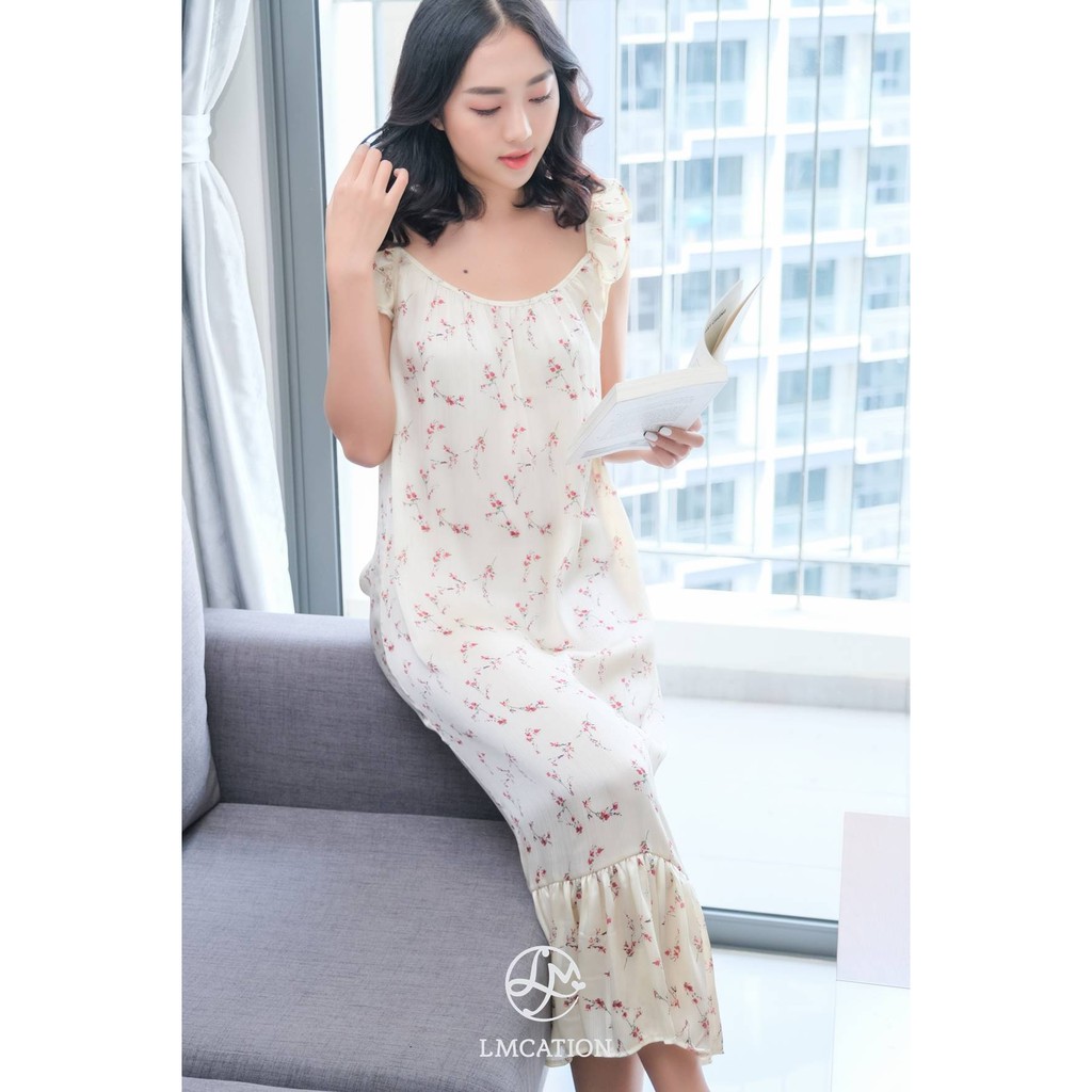 Đầm Maxi Nữ LMcation Susie Tay Bèo Dáng Dài - Hoa Hồng Nhí