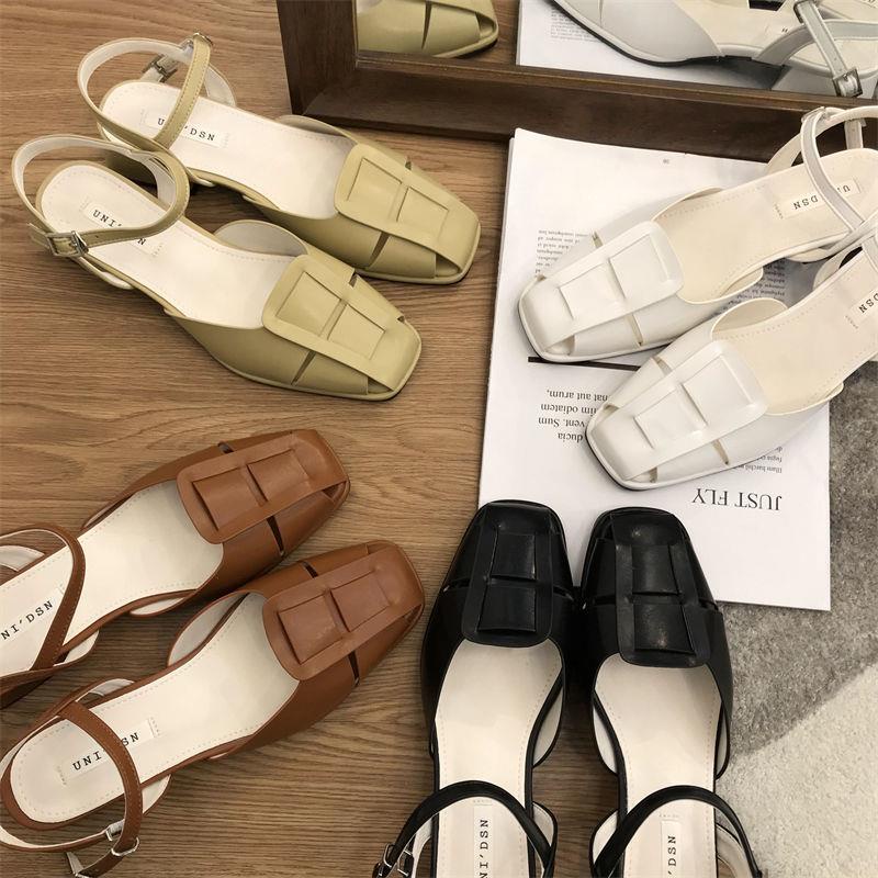 Giày Sandal Gót Dày Phong Cách La Mã Retro Mùa Xuân Hè Kiểu Mới 2022 Cho Nữ