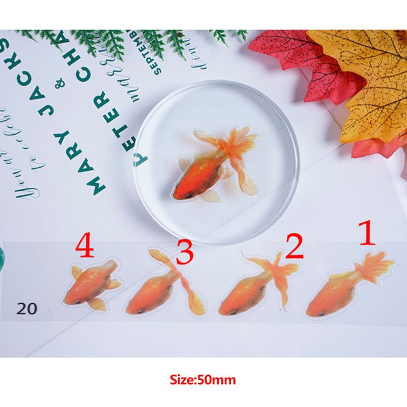 Bộ 5 miếng dán resin họa tiết cá vàng 3D tự trang trí đồ thủ công