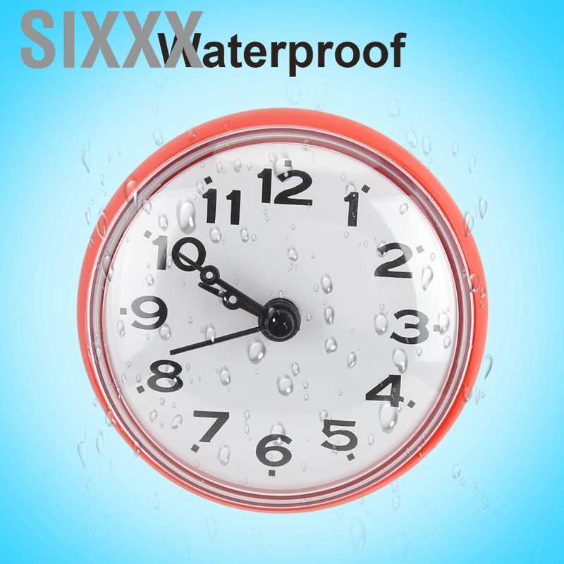 Sixxx Waterproof Suction Wall Window Mirror Bath Shower Clock Home Bathroom Decoration