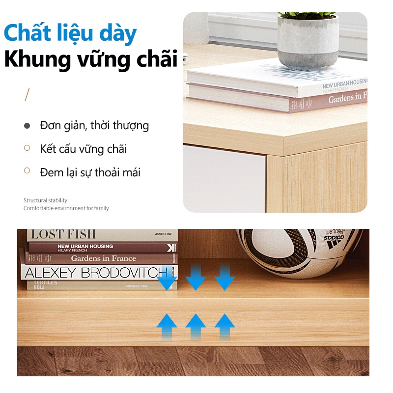 Tủ để đồ nằm ngang nhiều ngăn gỗ MDF nhập khẩu chống ẩm chống xước chắc chắn nhỏ gọn tiện lợi