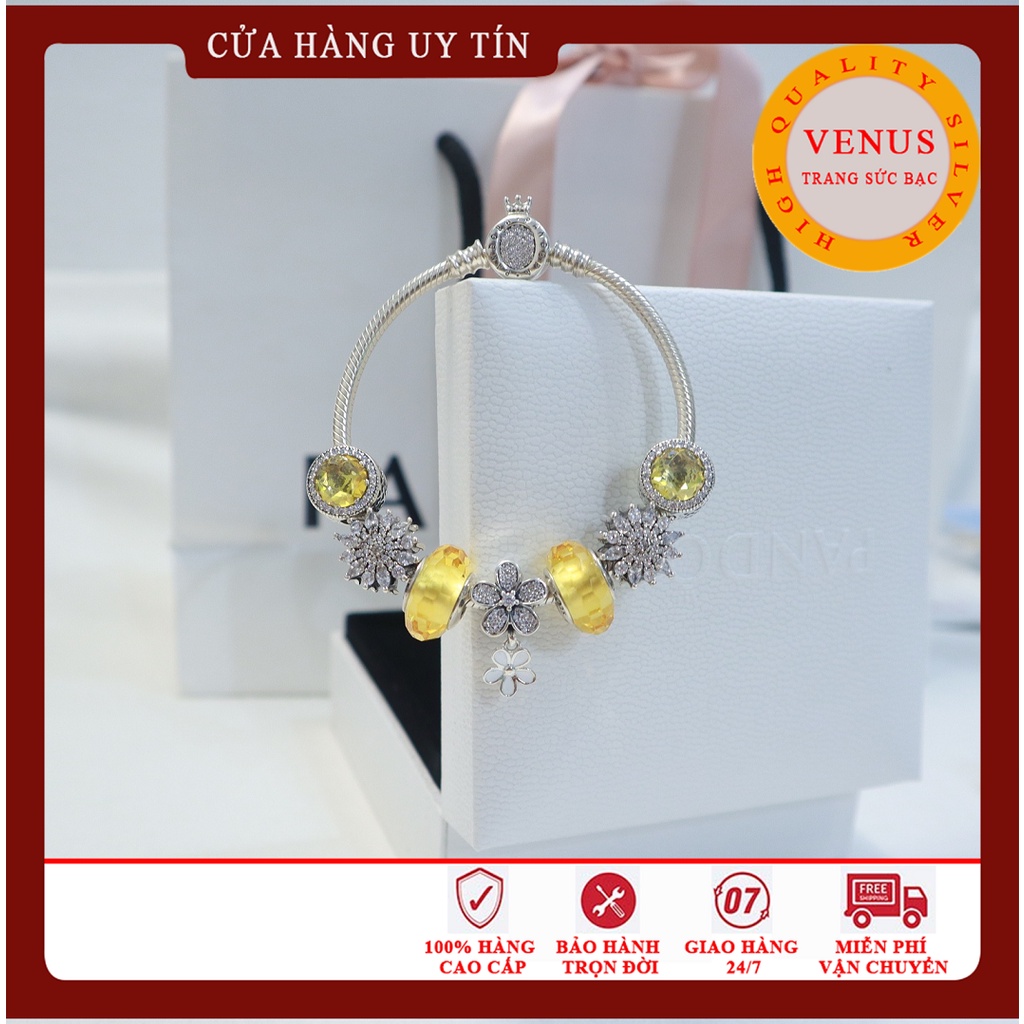 Set vòng charm màu vàng- Hàng bạc 925 cao cấp- Trang sức bạc Venus