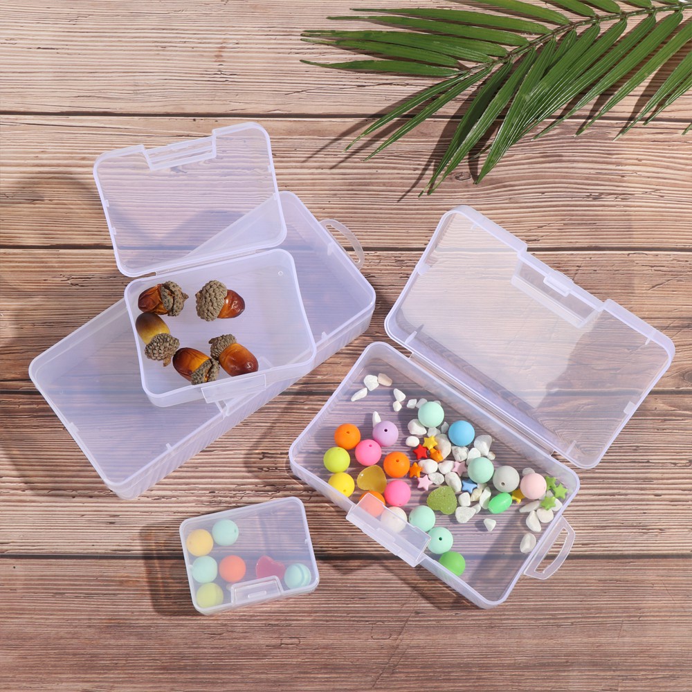 LETTER🌟 Small Storage Box Plastic Pill Storage Supply Jewelry Diamond Container 4 Sizes Clips Boxes Home Organization Square Clear Craft Bead Holder