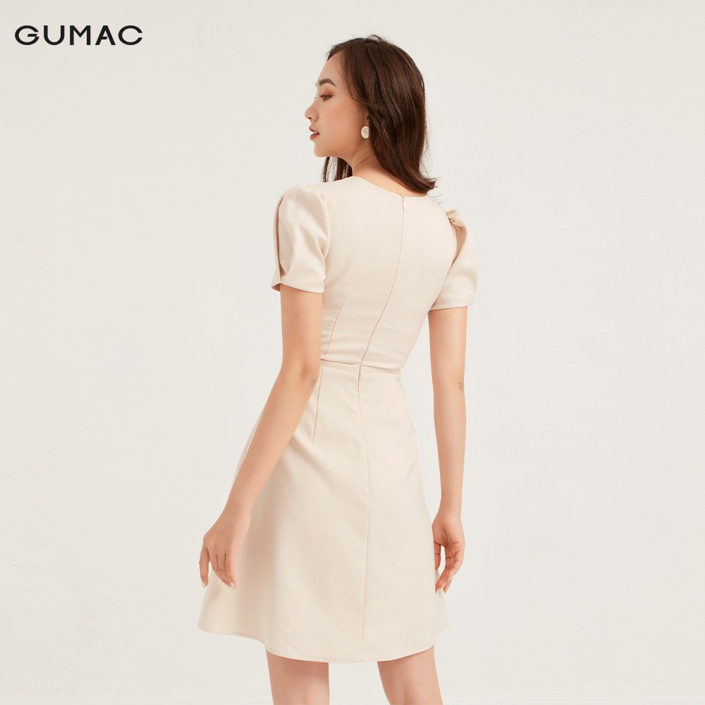 Đầm nữ cổ vuông GUMAC ôm dáng cao cấp màu nude, đủ size DB1154 | BigBuy360 - bigbuy360.vn