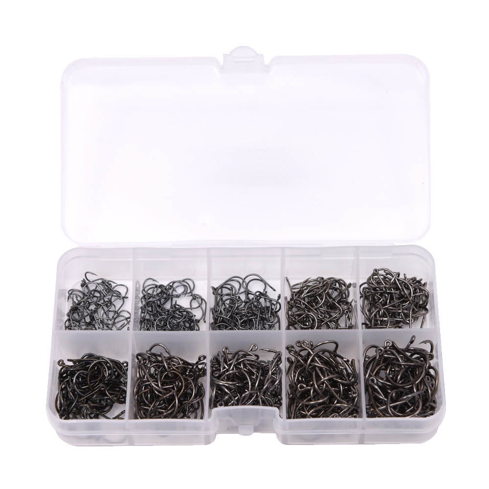 Set 500/600 Lưỡi Câu Cá Màu Vàng/Đen 10 Kích Cỡ 3 Kích Cỡ#-12# Bộ Lưỡi Câu Cá Siêu Nhọn Chuyên Dụng