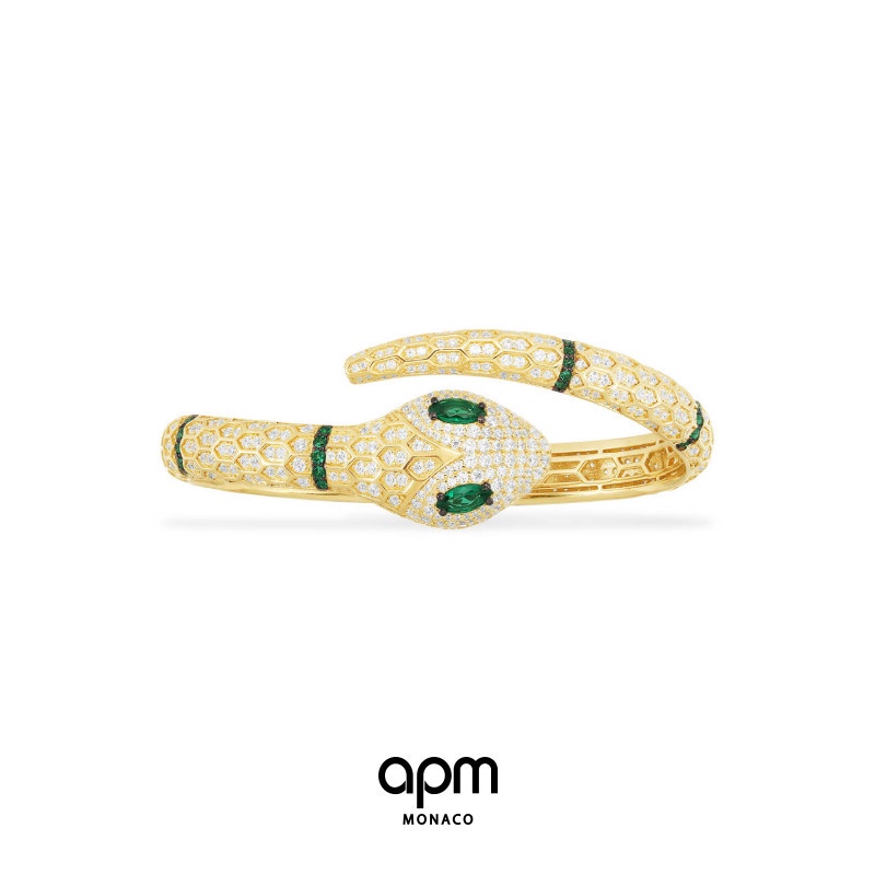 APM Monaco Vòng tay rắn mắt xanh chất lượng cao Thiết kế hình ngày của mẹ cho