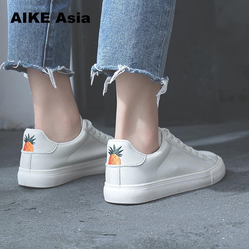 HOT Women's Sports Shoes Fashion Breathable Vulcanized Shoe Casual White Lace Sole Leather Shoe | BigBuy360 - bigbuy360.vn