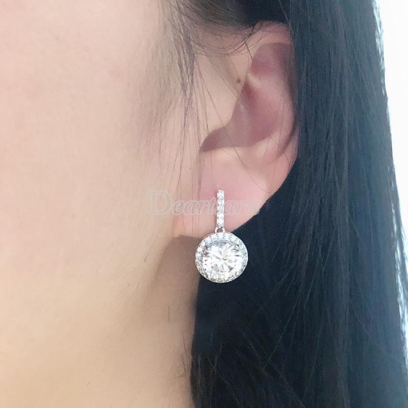 Bộ Khuyên Tai Đính Đá Zircon Sang Trọng Cho Cô Dâu