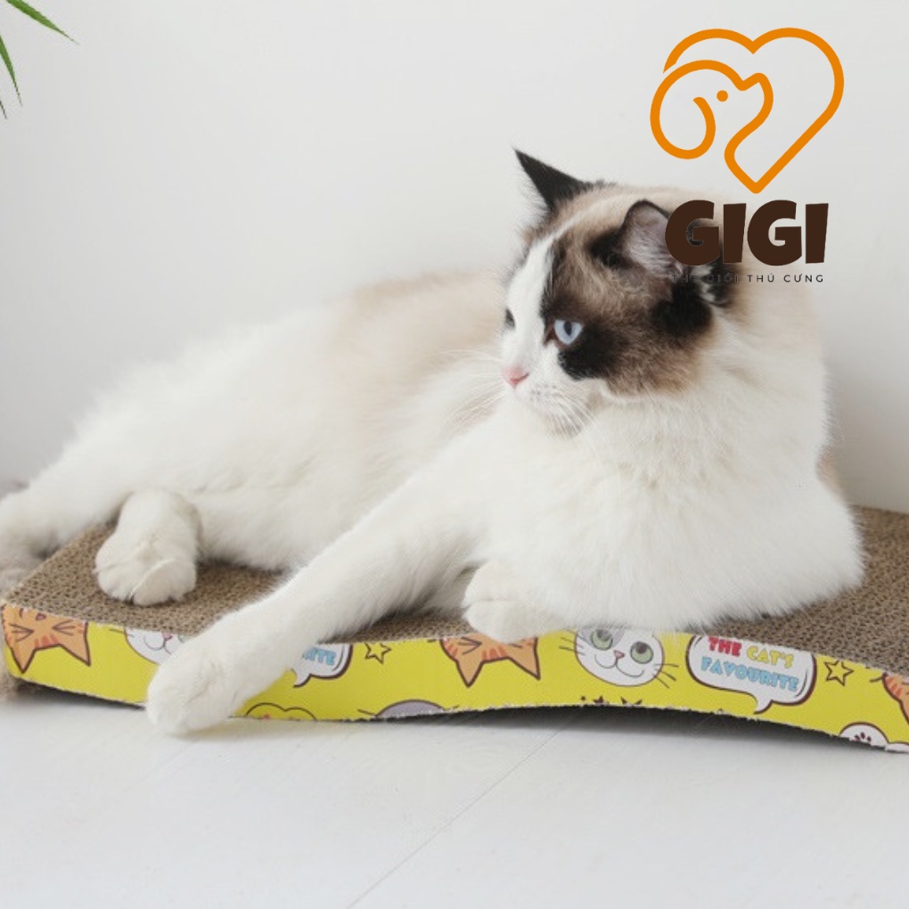 Bàn cào móng mèo lượn sóng kèm canip làm bằng chất liệu cartong phụ kiện cho thú cưng sạch móng  - GiGi Pet Shop