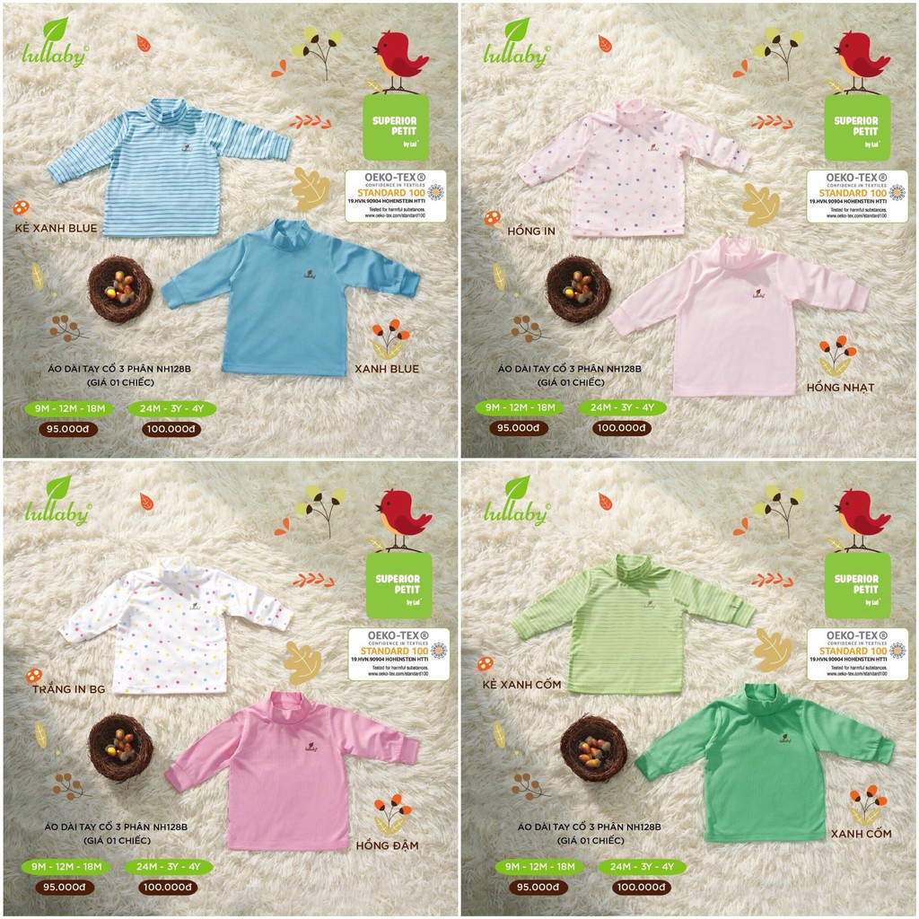 Áo dài tay cổ 3cm petit cao cấp Lullaby