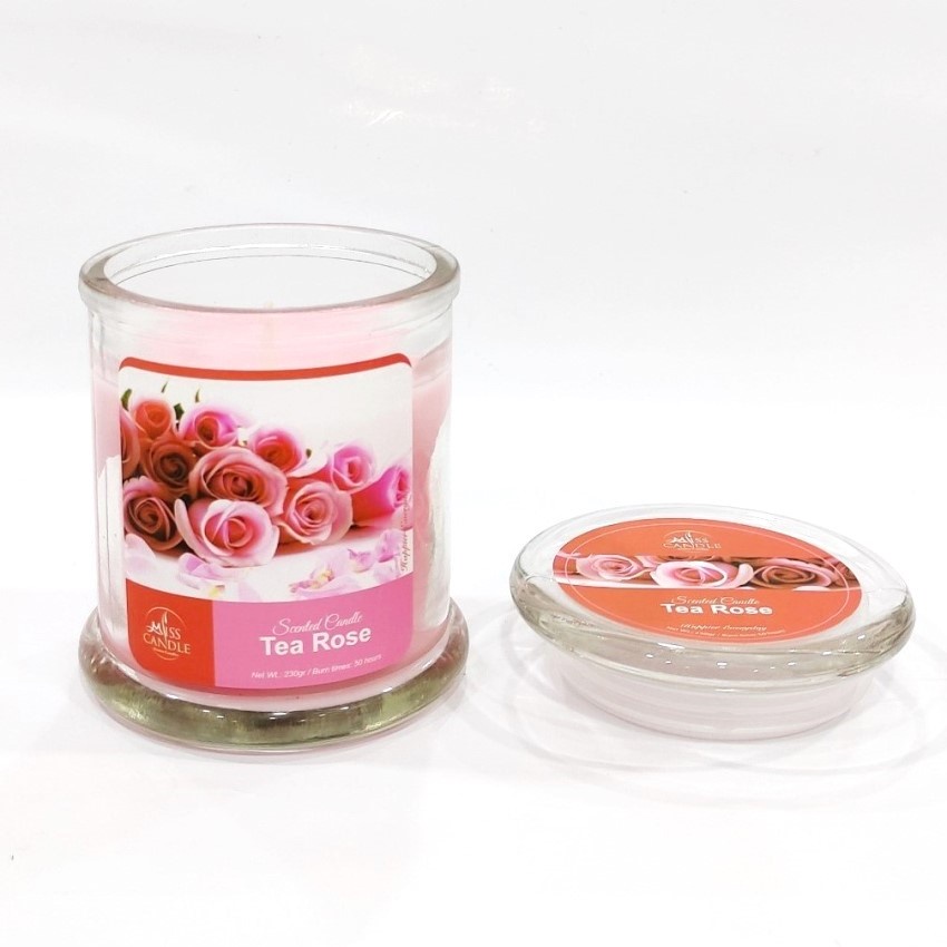 Nến thơm hũ Miss Candle NQM3414 Tea Rose 230g (Hương hoa hồng)