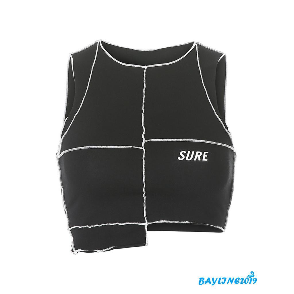 Áo Lửng Không Tay Phối Viền Trắng Quyến Rũ Cho Nữ