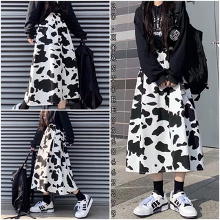 Chân Váy Bò Sữa Dài 🌸 Đầm dáng suông dài chữ A loang màu trắng đen cá tính Ulzzang HOT 🌸