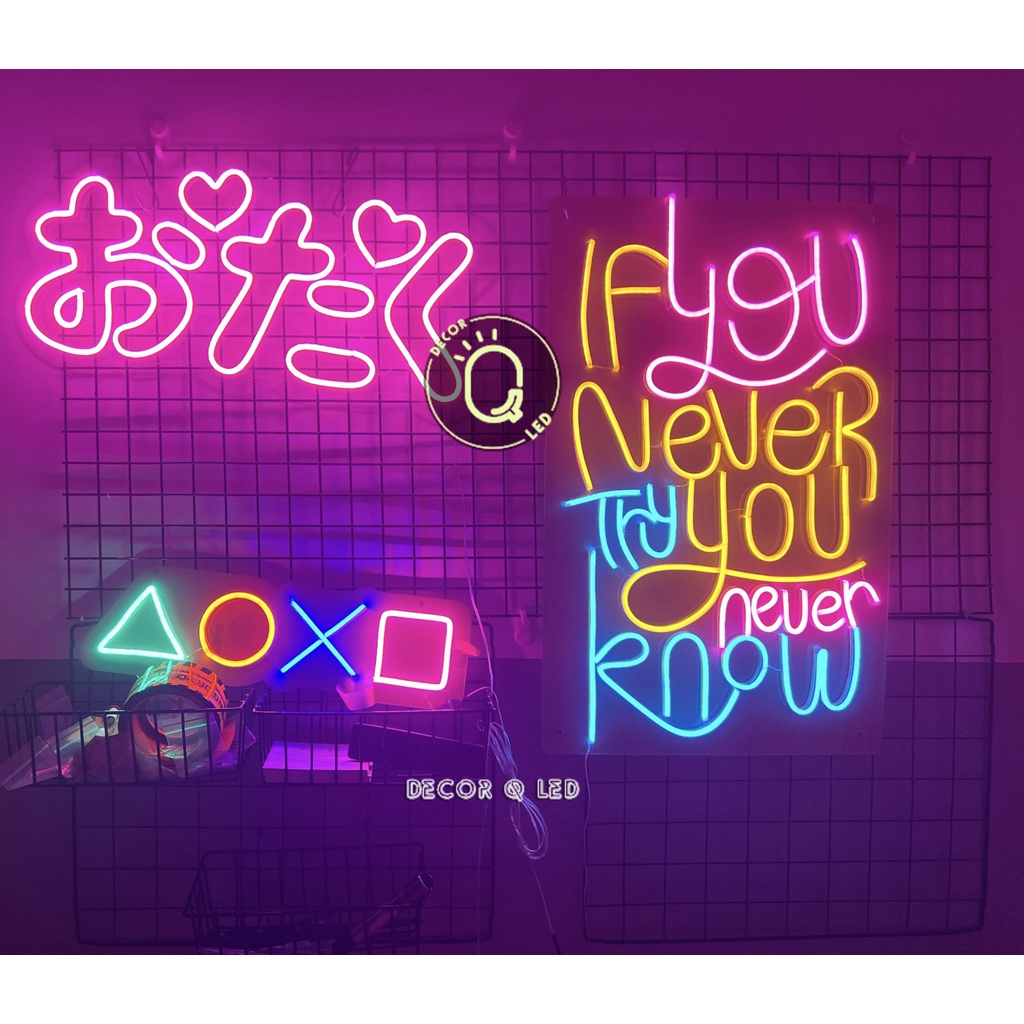 Đèn led Neon Chữ (おたく) Otaku, led dẻo uốn, đèn trang trí phòng 12V