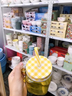 Ca thuỷ tinh nắp caro có ống hút