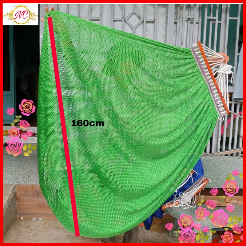 Võng Lưới Cán Gỗ, Chất Vải Dày Mềm Rộng Hàng Cao Cấp