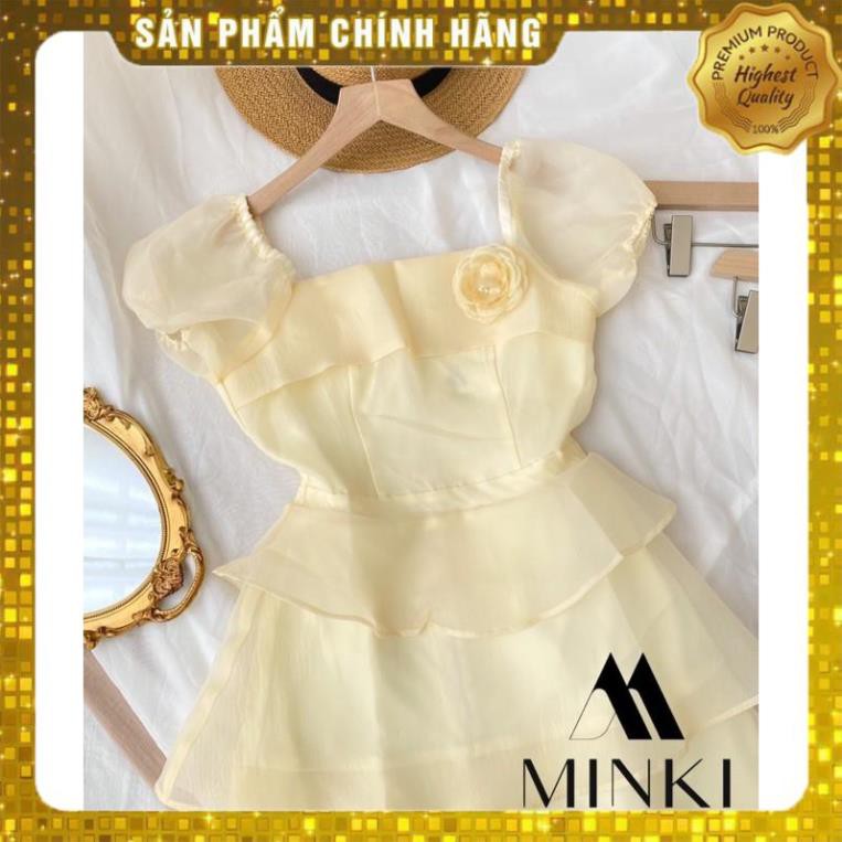 [MÃ XIA FREEHIP] VÁY TẦNG KÈM HOA CÀI ÁO - Chất liệu Tơ Sống Organza- Màu Vàng Trong -  [THIẾT KẾ] | BigBuy360 - bigbuy360.vn