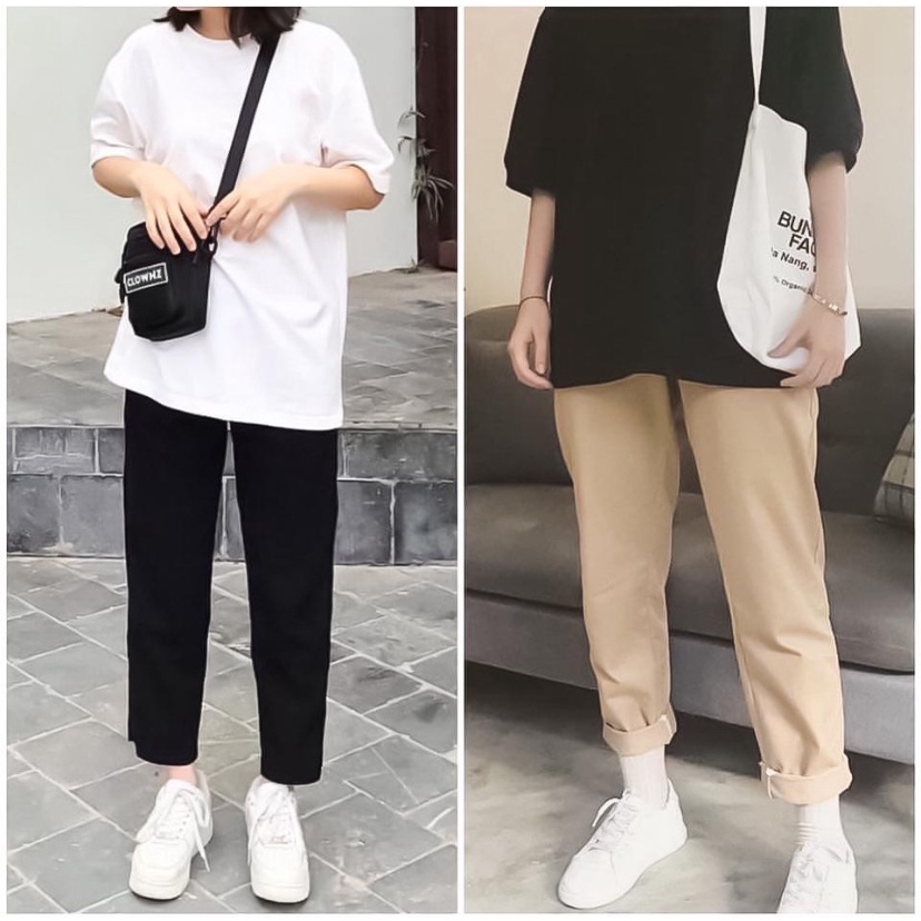 Quần kaki nam nữ ống xuông basic sẵn ống sành điệu baggy cực hot 1kenz
