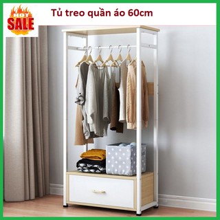 Tủ treo quần áo khung thép, mặt gỗ 60cm - re0639