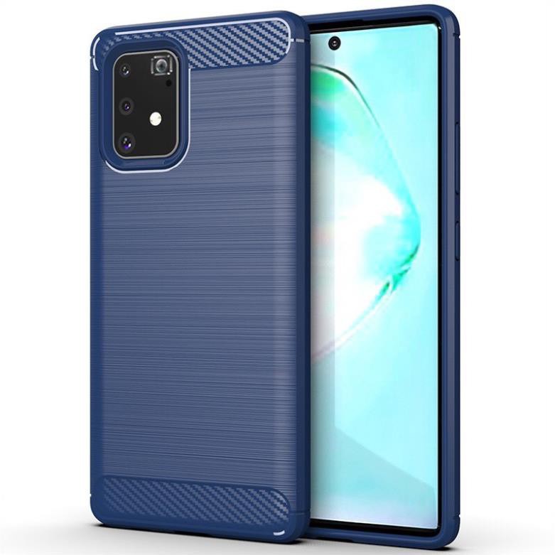 Ốp lưng dẻo Samsung Galaxy S10 Lite vân sợi cacbon chống sốc, chống vân tay Rugger Amor