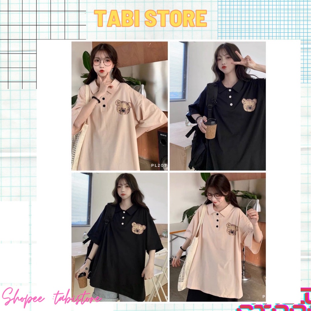 Áo Polo dáng rộng dưới 75kg tabi store - Gấu PL208 - PL207