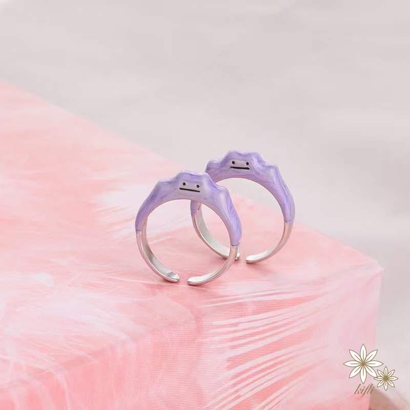 【Kifli】Nhẫn hình quái vật mặt cười màu tím đáng yêu thời trang 2022（quà tặng ngày thiếu nhi）