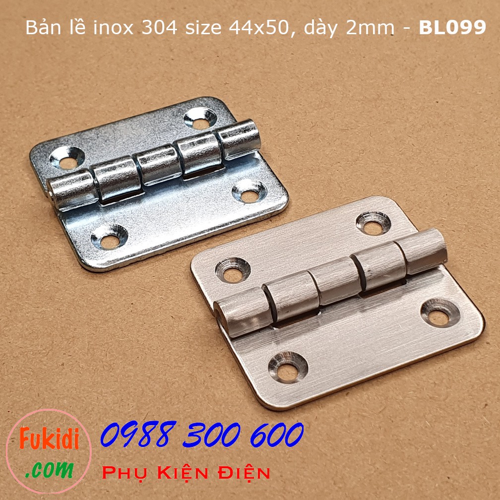 Bản lề inox 304 kích thước 44x50, dày 2mm BL099