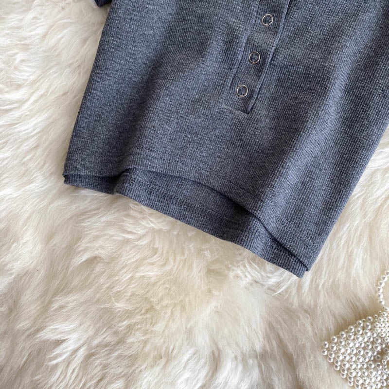 Áo thun BH tay ngắn màu sắc đơn giản phong cách Hàn Quốc