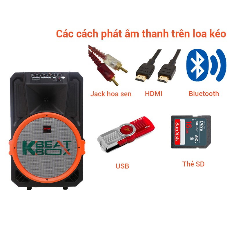 Loa kéo di động ACNOS Beatbox KB39U Hàng Chính Hãng ,Tích hợp đầu karaoke Wifi + Kèm 2 micro hút âm + Bảo hành 12 tháng