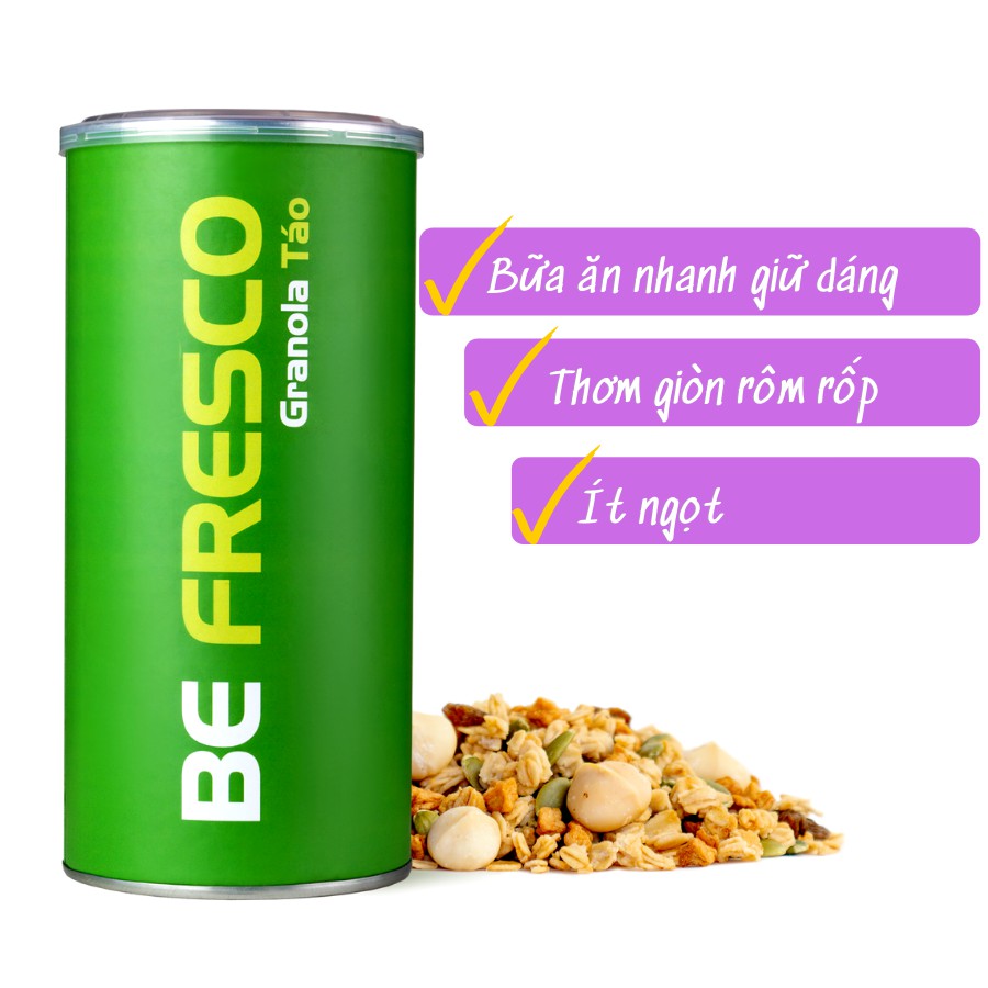 Ngũ Cốc Ăn Kiêng Granola Vị Táo Mix Hạt Macca Befresco