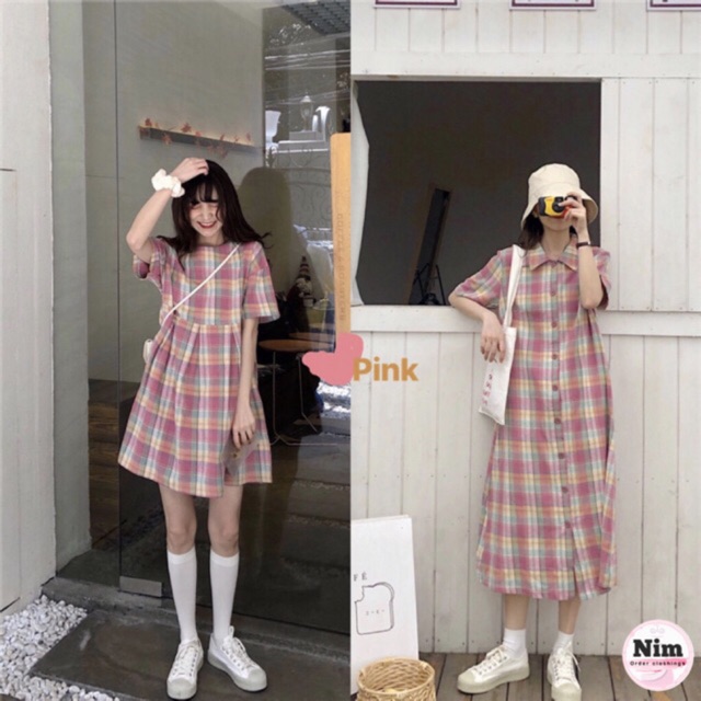 Váy babydoll kẻ caro
