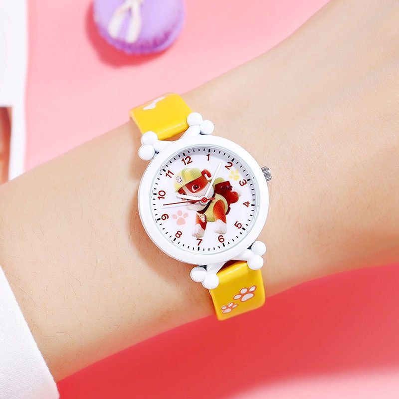 Đồng hồ kim cho bé trai bé gái trẻ em hình Đội chó cứu hộ Paw Patrol chống nước mặt nhựa cứng an toàn