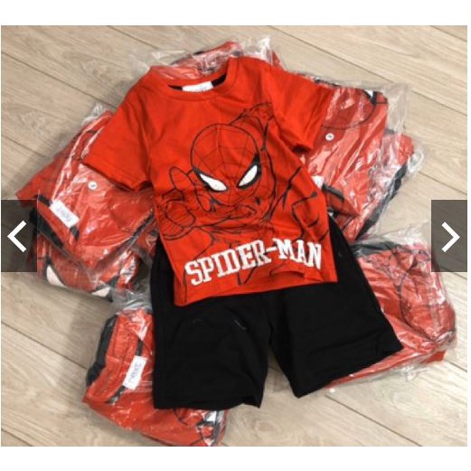 Bộ Next Spider Man Nhện Đỏ áo cotton quần đùi da cá cho bé trai