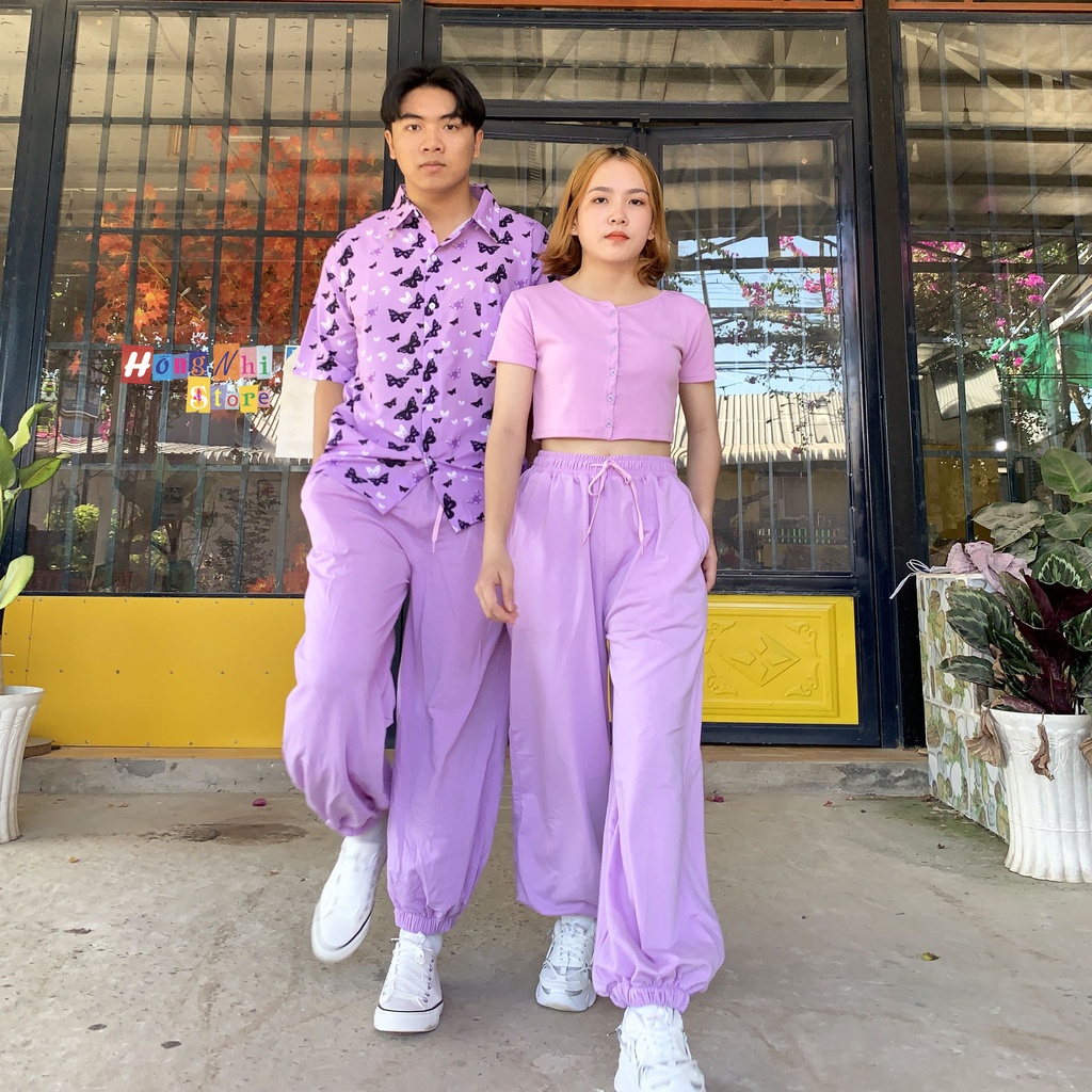 Quần Jogger Basic Pant Ulzzang Unisex Jogger Trơn Bo Lai Màu Tím - MM