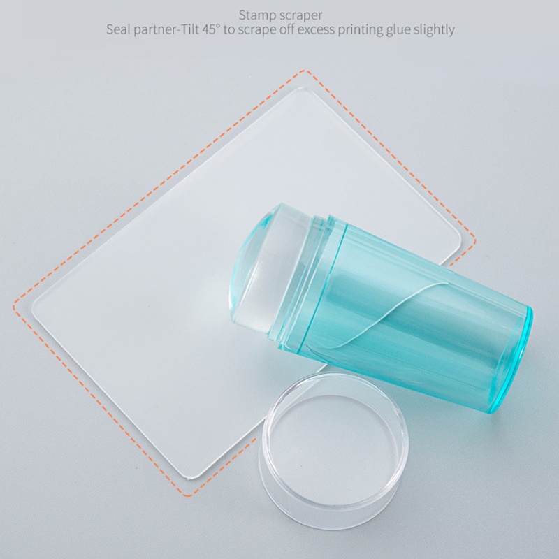 Dụng Cụ In Dấu Trang Trí Móng Tay Bằng Silicon Trong Suốt Kèm Dụng Cụ Cạo