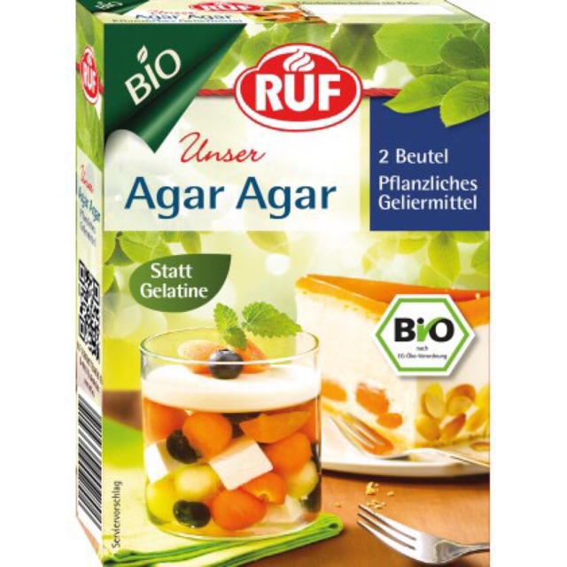 Bột rau câu hữu cơ Agar Ruf Đức 15g date 6/2022