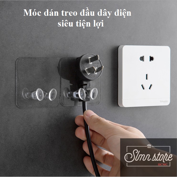 Miếng dán tường trong kẹp giữ đầu dây điện,treo vật dụng nhà bếp, phòng tắm siêu gọn gàng,tiện lợi.SD1_TreoDDien-Trong