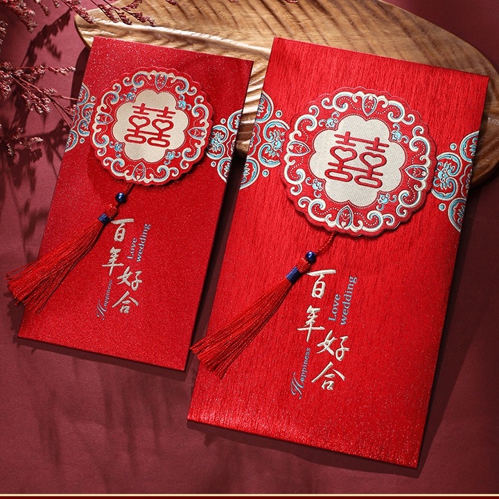 Bao lì xì cưới cao cấp phối tua rua - Lì xì trao duyên đẹp