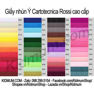 10, 15, 20 Giấy nhún Ý cao cấp đủ màu làm hoa lá (kt: 10*80cm/tờ)
