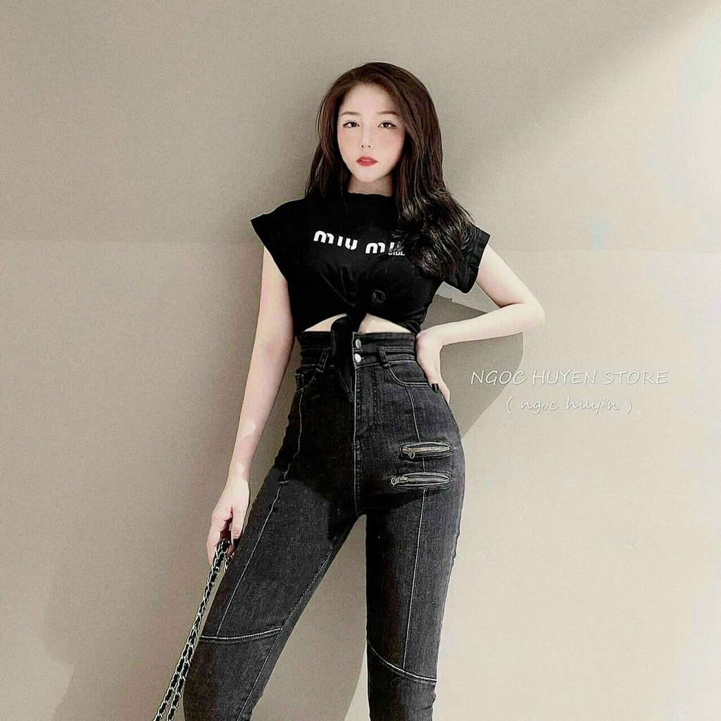 QUẦN JEAN NỮ DÀI CO DÃN 2 DÂY KÉO CÁ TÍNH ĐÙI