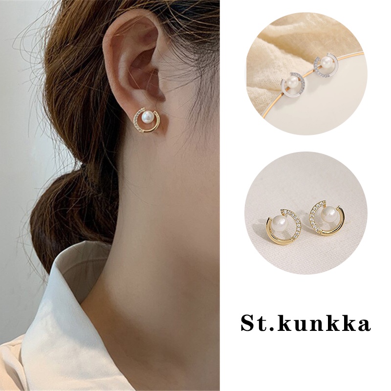 Cặp bông tai St.kunkka S925 mạ vàng 18K đơn giản thời trang Hàn Quốc