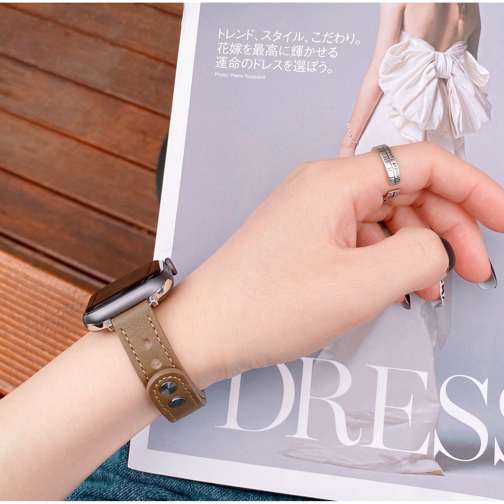 Dây da đeo đồng hồ màu tùy chọn thích hợp cho iwatch Series 8 7 6 5 3 4 2 Se Iphone Iwatch 38mm 40mm 42mm 44mm T500
