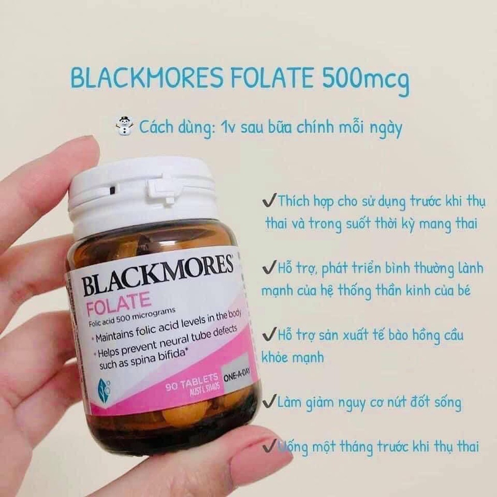 Viên Uống Bổ Sung Axit Folic Cho Mẹ Bầu Blackmores Folate Úc, 90 viên