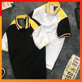 Áo Thun Nam ✴️FREESHIP – HÀNG CHẤT✴️ Cổ Bẻ Tay Ngắn  Phối 3 Màu In Logo, Thun Cá Sấu 65/35 4 Chiều Cao Cấp