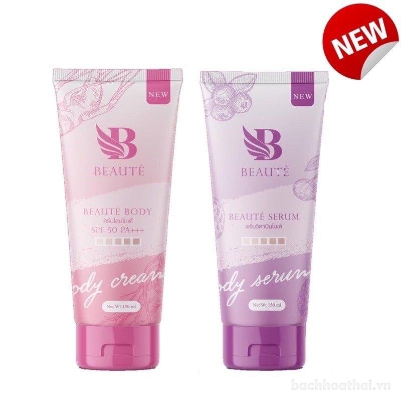 Beauté Body Cream &amp; Beauté Body Serum ƙích trắŉg và chốnǥ nắng nhân sâm Thái Lan