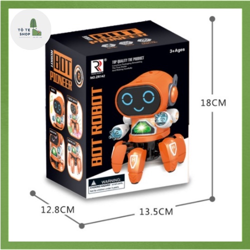 Đồ chơi robot nhảy múa theo điệu nhạc, Robot thông minh gắn đèn Led phát sáng vui nhộn, đồ chơi robot cho bé trai